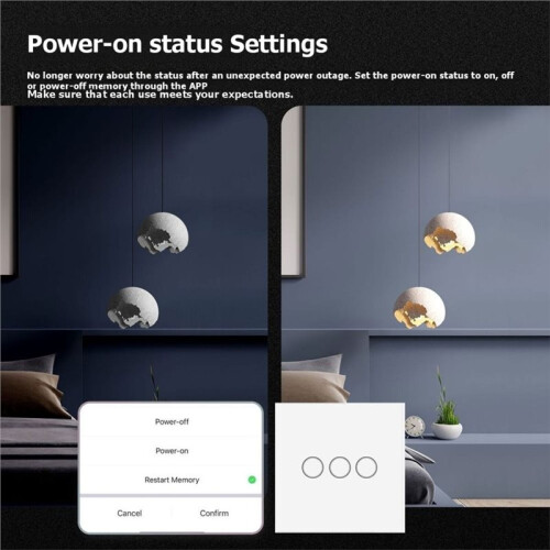 Interruptor de Parede Inteligente Tuya WiFi Matter Touch, 1, 2 ou 3 Interruptores Sem Fio, 220V UE, Compatível com Alexa e  Assistente. A 2