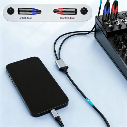 Câble Audio Auxiliaire USB-C Vers Double XLR Mâle avec Puce DAC Intégrée B 2