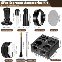 8PCS Espresso Accessories Kit, Espresso Tamper Tools,WDT Tool Espresso,Espresso Tamping Station, Distributor 51mm