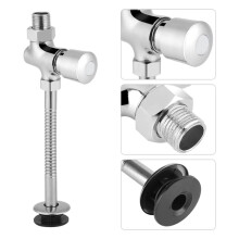 Urinal Flush Valve, Wall Mounted Manual Push Button with Delay Auto Shutoff, 1/2" Outlet, Chrome Finish