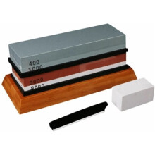 Whetstone Sharpening Stone Set 400 1000 Grit with Bamboo Base and Silicone Pad, Dual Sided Sharpener with Locating Stone for Knives and Tools