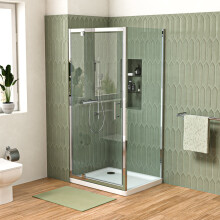 Shower Pivot Door 900mm x 1850mm & 760mm side panel with Tray and Waste