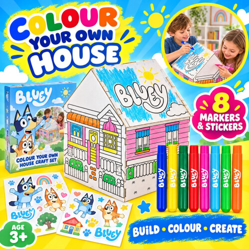 Bluey Bluey Colour Your Own Cardboard House 1