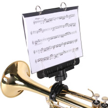 Black Sheet Music Stand - Portable Plastic Marching Lyre for Brass Instruments, Lightweight Music Clip Holder for Trumpet Players