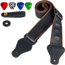 Guitar Strap Cotton Set for Electric Acoustic Folk Wooden Guitar Adjustable Padded