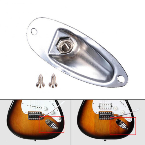 (Black) 6.35mm Boat Type Pickup Jack Output Socket for Strat Stratocaster Electric Guitar Replacement Part 1 Pack 2