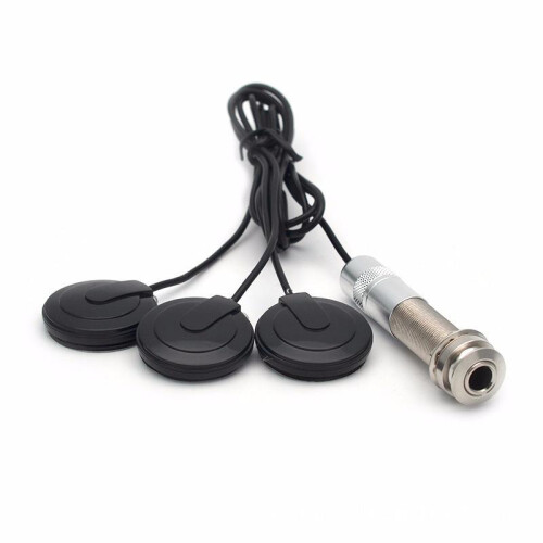 No-Drill 3-Piece Multi-Function Pickup Guitar EQ Piezo Transducer for Violin Mandolin Black
