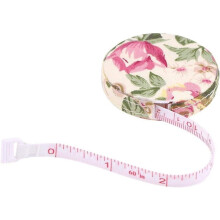 Pink Flower Telescopic Tape Measure 150cm 60 Inch, Retractable Body Measuring Tape for Fitness Sewing and Craft, Portable Round Case Design
