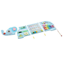 Panel Sensorial de Pared para Niños-Duoku en Forma de Elefante, Tabla de Actividades Montessori 14 en 1, Juguete Educativo de Madera