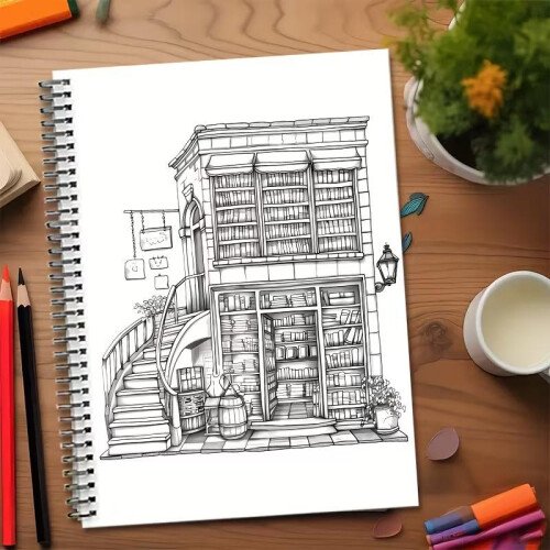 A4 Spiral Bound Coloring Book for Adults Stress Relief Doodle Drawing Pad 1