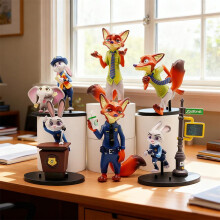 (6) Rabbit Fox Figure Model Cute Cartoon Anime Movie Collectible 2-Piece Set