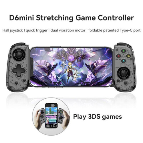 (White) Stretch Gaming Controller Hall Joystick Dual Vibration Bluetooth Wireless for Android iOS Phone Switch Console