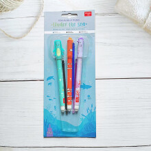Gel Eraser Pen Erasable Ink Pens Ocean Animal Series Sea Turtle Clownfish Seahorse 0.5mm Ink 3 Pack
