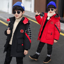 (Black, 110cm) Winter Puffer Coat Thick Mid-Long Down Cotton Jacket with Faux Fur Hood