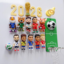 (1pcs) 2026 Mascot Refrigerator Magnet Football Star Figurine C Ronaldo Messi Creative Decoration