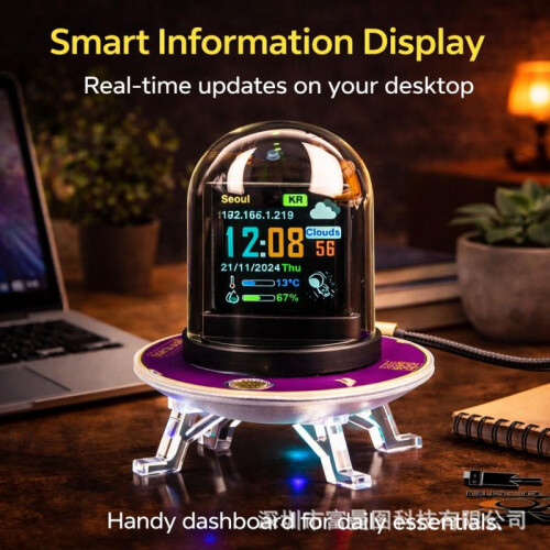 UFO-CLOCK  Weather Clock Bitcoin Stock Exchange Rate Display Multifunctional Smart Desktop Clock 1
