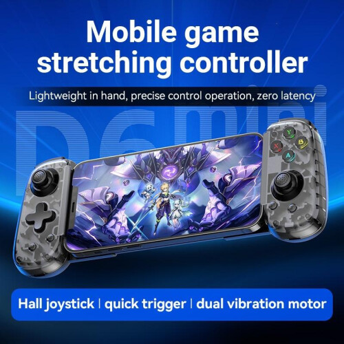 (White) Stretch Gaming Controller Hall Joystick Dual Vibration Bluetooth Wireless for Android iOS Phone Switch Console 2
