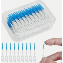 Interdentalbürsten, 240er-Packung, Zahnseide-Sticks mit Aufbewahrungsbox zur Reinigung von Zahnzwischenräumen, Blau
