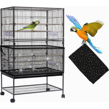 Verstelbare hoes voor vogelkooi, extra groot zaadopvangnet met trekkoord voor papegaaien, ronde en vierkante kooien.