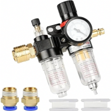 Luchtdrukregelaar van 1/4 inch met manometer, water- en olieafscheider voor luchtcompressorsystemen