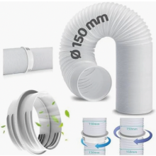 Verlengstuk voor de afvoerslang van een draagbare airconditioner, 200 cm, met adapter van 130 mm naar 150 mm, compatibel met airconditioners