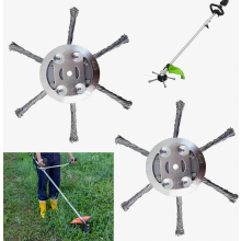 Set van 2 stalen draadborstels voor grastrimmer, opzetstuk met 6 koppen voor tuintrimmer en gazonverzorging