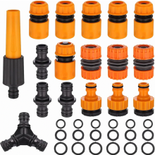 Slangaansluitset, 1/2 inch ABS tuinslangkraanadapter, lekvrije waterslangkoppelingen met schroefdraad
