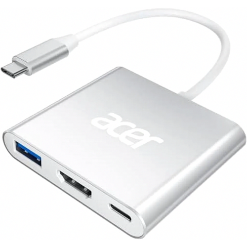 USB-C HDMI-multiportadapter, 4K, 100W PD, USB 3.0 5Gbps-datapoort, zilver, voor USB-C-laptops en -tablets