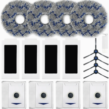Vervangingsonderdelenset van 17 stuks voor de T30 Omni robotstofzuiger: 4 HEPA-filters, 4 dweilpads, 4 zijborstels, 4 stofzakken