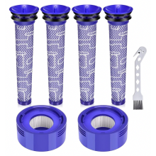Vervangende filterset voor de V8 V7 Absolute Animal Motorhead stofzuiger, inclusief 2 HEPA-filters, 4 voorfilters en een reinigingsborstel.