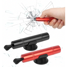 Set van 2 autohamers met gordelsnijder, draagbaar veiligheidsgereedschap voor het breken van autoruiten, zwart en rood
