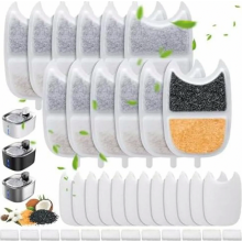 Set van 12 filters voor kattenwaterfonteinen, inclusief voorfiltersponzen en pompsponzen, voor een drinkfontein van 4 liter.
