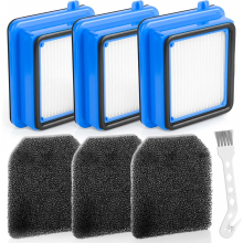 Stofzuigerfilterset, 3 voorfilters, 3 hygiënefilters en reinigingsborstel, wasbare reserveonderdelen.