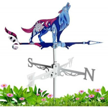 (B: Wolf) Rooster Wolf Weather Vane for Roof, Wind Vane Farm Garden Yard Barn Shed Patio Lawn Decor