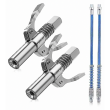 Paquete de 2 adaptadores de acoplamiento para pistolas de engrase con doble asa y manguera de 30 cm, compatibles con todas las pistolas de e