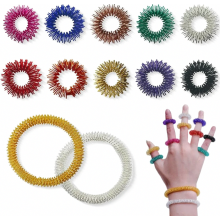 Juego de anillos de acupresión, 10 anillos de masaje para los dedos y 2 anillos de masaje para la muñeca para relajación y apoyo a la circul