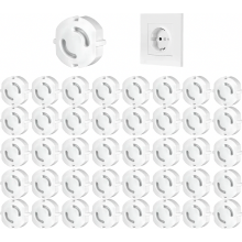 Paquete de 40 protectores de enchufes, protectores de seguridad para bebés y niños pequeños, plástico blanco.