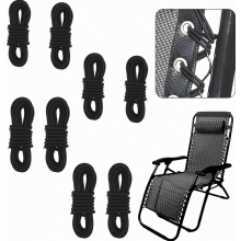 Replacement Elastic Cords for Zero Gravity Chairs, 8 Pack, 240 cm and 150 cm Bungee Laces, Black