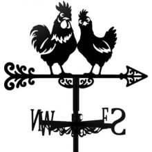 (350x257mm) Lion Weather Vane, Black Metal Animal Wind Direction Indicator, Garden Coop Shed TNKBREEZE
