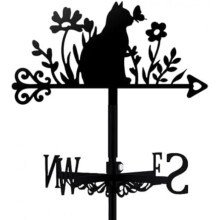 (337x231mm) Lion Weather Vane, Black Metal Animal Wind Direction Indicator, Garden Coop Shed TNKBREEZE