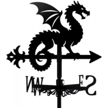 (308x261mm) Lion Weather Vane, Black Metal Animal Wind Direction Indicator, Garden Coop Shed TNKBREEZE