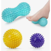 Deep Tissue Spiked Massage Ball Set of 3, Hard Fascia Balls with Nubs for Back, Legs, Feet and Hands