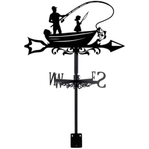 (Kleinbootfischen) Cat Weathervane Wind Direction Indicator Decorative Garden Stake Farmhouse Barn SUPERDANT