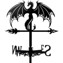 (354x263mm) Lion Weather Vane, Black Metal Animal Wind Direction Indicator, Garden Coop Shed TNKBREEZE