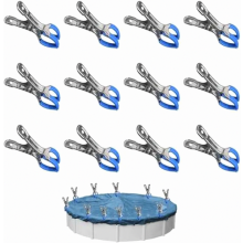 Set van 12 metalen zwembadafdekkingsclips, stevige klemmen met beschermkussens, geschikt voor bovengrondse zwembaden.