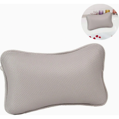 Bathtub Pillow with 2 Suction Cups, Quick Dry Polyester Neck Support Cushion, Easy Clean Bath Comfort