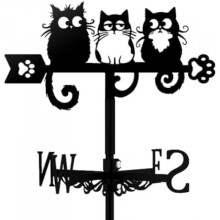 (358x228mm) Lion Weather Vane, Black Metal Animal Wind Direction Indicator, Garden Coop Shed TNKBREEZE