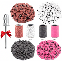 100 stuks schuurbandjes voor nagelfrees met zilveren as, korrelgrootte 80/120/180/240 voor manicure, pedicure en polijsten