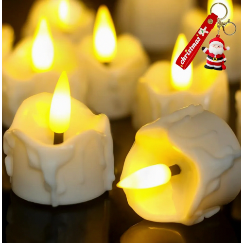 12 Pack LED Tea Lights with Timer, 3D Flickering Flame Flameless Candles, Warm White Home Table Decor