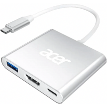 USB C HDMI Multiport Adapter, 4K, 100W PD, USB 3.0 5Gbps Data Port, Silver, for USB C Laptops and Tablets